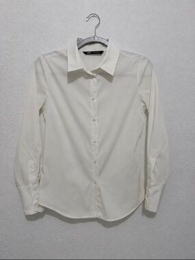 Zara White Cotton Stretch Shirt - Size S
